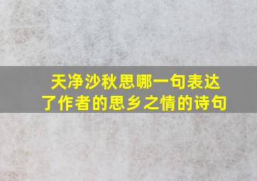 天净沙秋思哪一句表达了作者的思乡之情的诗句