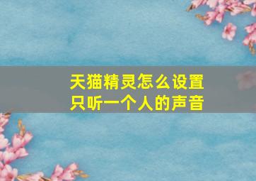 天猫精灵怎么设置只听一个人的声音