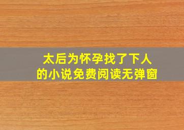 太后为怀孕找了下人的小说免费阅读无弹窗