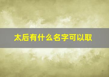 太后有什么名字可以取