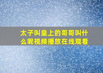 太子叫皇上的哥哥叫什么呢视频播放在线观看