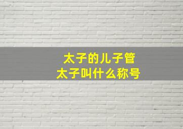 太子的儿子管太子叫什么称号