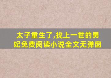 太子重生了,找上一世的男妃免费阅读小说全文无弹窗