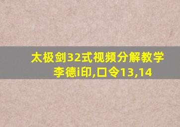 太极剑32式视频分解教学李德i印,口令13,14