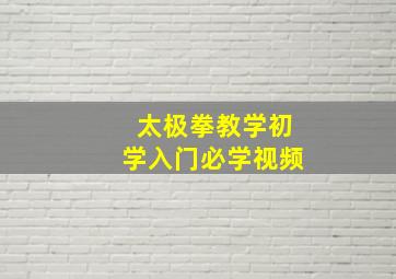 太极拳教学初学入门必学视频