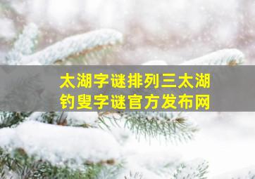 太湖字谜排列三太湖钓叟字谜官方发布网