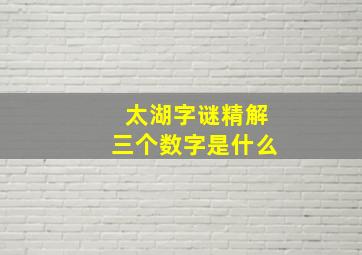 太湖字谜精解三个数字是什么