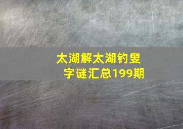 太湖解太湖钓叟字谜汇总199期