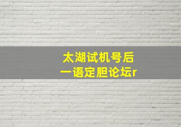 太湖试机号后一语定胆论坛r