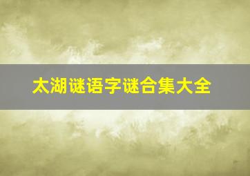 太湖谜语字谜合集大全