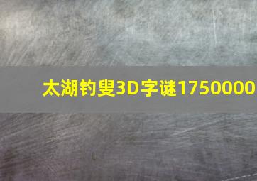 太湖钓叟3D字谜1750000