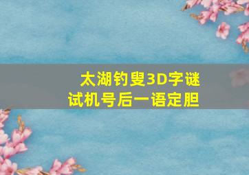 太湖钓叟3D字谜试机号后一语定胆