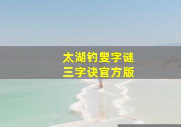 太湖钓叟字谜三字诀官方版