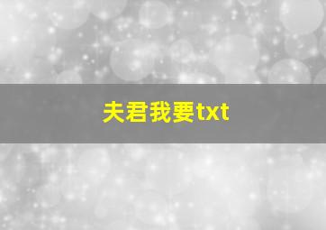 夫君我要txt