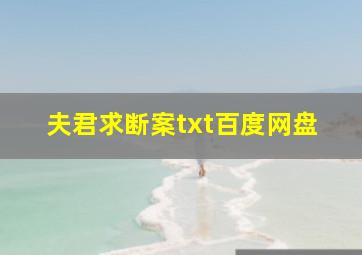 夫君求断案txt百度网盘