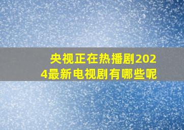 央视正在热播剧2024最新电视剧有哪些呢