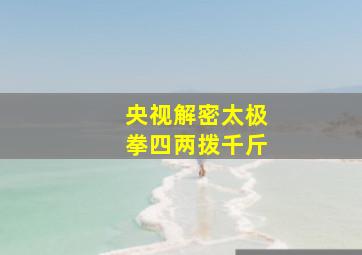 央视解密太极拳四两拨千斤