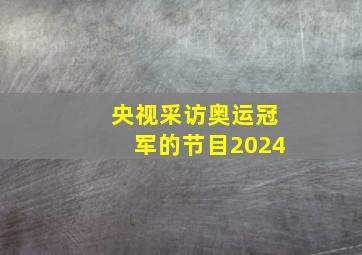 央视采访奥运冠军的节目2024