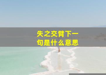 失之交臂下一句是什么意思