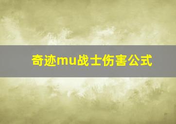 奇迹mu战士伤害公式