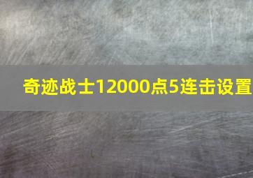 奇迹战士12000点5连击设置