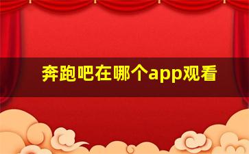 奔跑吧在哪个app观看