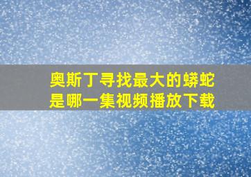 奥斯丁寻找最大的蟒蛇是哪一集视频播放下载