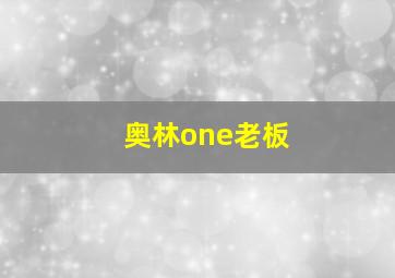 奥林one老板