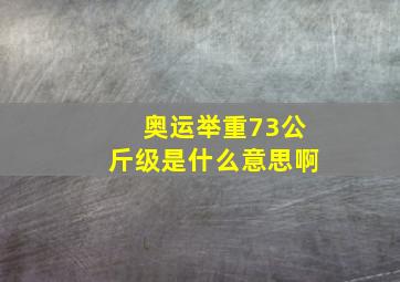 奥运举重73公斤级是什么意思啊