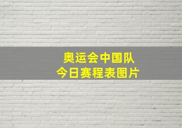 奥运会中国队今日赛程表图片