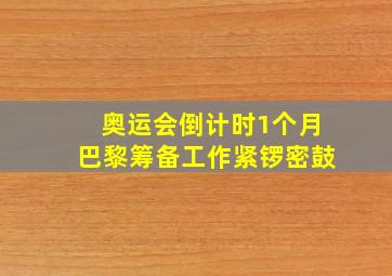 奥运会倒计时1个月巴黎筹备工作紧锣密鼓