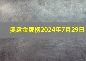 奥运金牌榜2024年7月29日