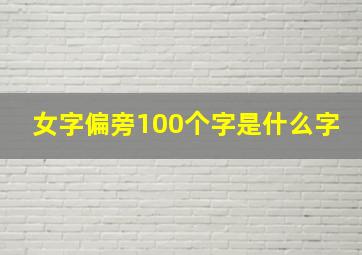 女字偏旁100个字是什么字