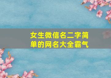 女生微信名二字简单的网名大全霸气