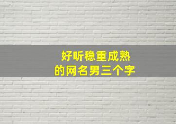 好听稳重成熟的网名男三个字