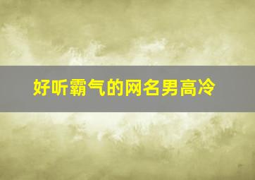 好听霸气的网名男高冷