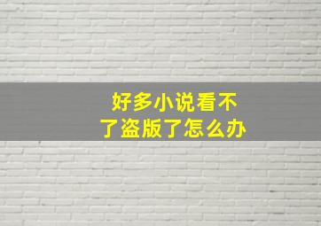 好多小说看不了盗版了怎么办