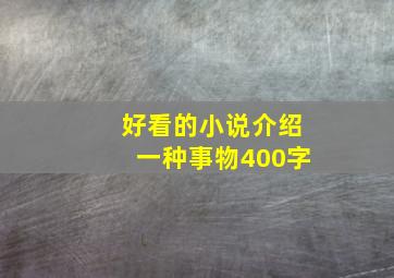 好看的小说介绍一种事物400字