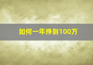 如何一年挣到100万