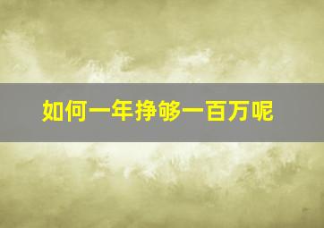 如何一年挣够一百万呢