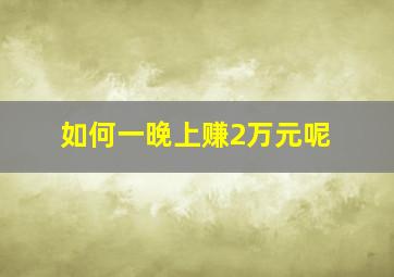 如何一晚上赚2万元呢