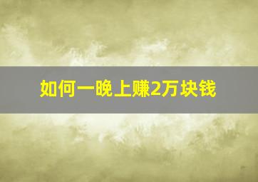 如何一晚上赚2万块钱