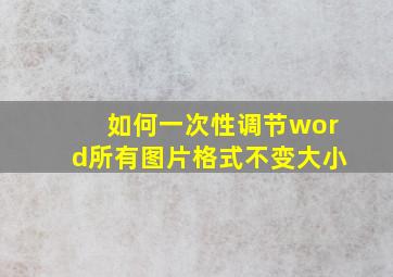 如何一次性调节word所有图片格式不变大小