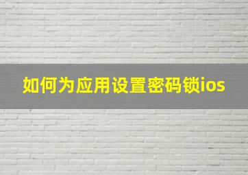 如何为应用设置密码锁ios