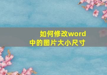 如何修改word中的图片大小尺寸