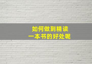 如何做到精读一本书的好处呢