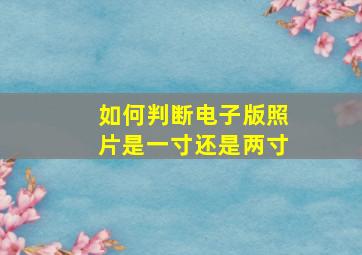 如何判断电子版照片是一寸还是两寸