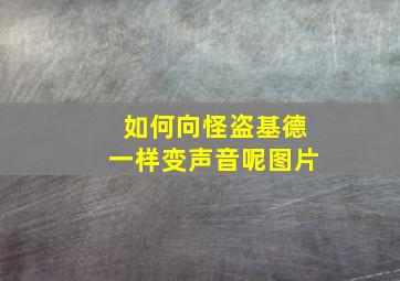 如何向怪盗基德一样变声音呢图片