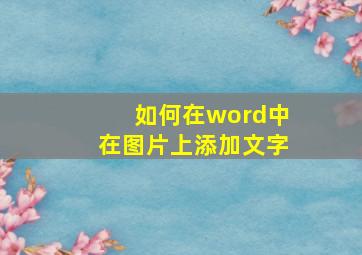 如何在word中在图片上添加文字