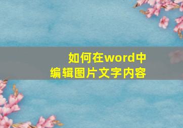 如何在word中编辑图片文字内容